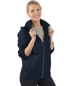 NAVY Charles river 9706CR pack-n-go full zip reflective jacket