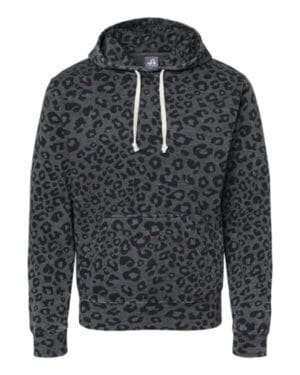 BLACK LEOPARD TRIBLEND J america 8871 triblend fleece hooded sweatshirt