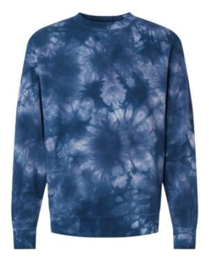 TIE DYE NAVY Independent trading co PRM3500TD unisex midweight tie-dyed sweatshirt