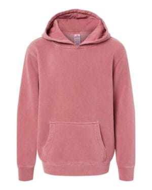 PIGMENT MAROON PRM1500Y youth midweight pigment-dyed hooded sweatshirt