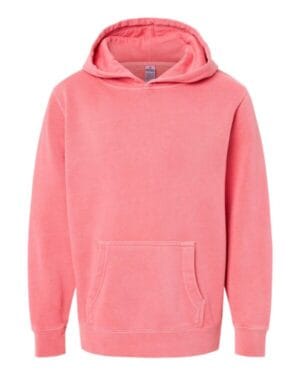PIGMENT PINK PRM1500Y youth midweight pigment-dyed hooded sweatshirt