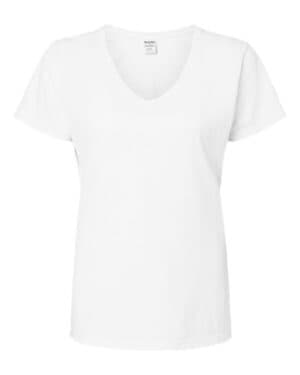 WHITE Comfortwash by hanes GDH125 garment-dyed women's v-neck t-shirt