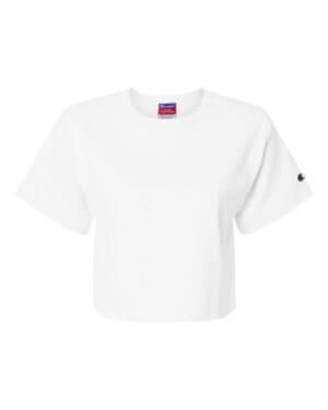 WHITE Champion T453W women's heritage jersey crop t-shirt