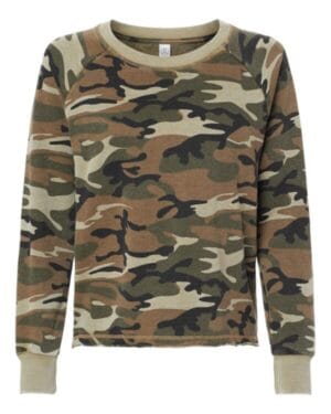 CAMO NEW 8626 womens lazy day mineral wash french terry sweatshirt