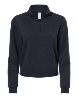 BLACK 8808PF women's eco-cozy fleece mock neck quarter-zip sweatshirt