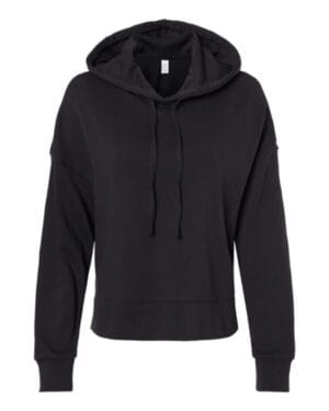BLACK NEW Alternative 9906ZT women's eco-washed terry hooded sweatshirt