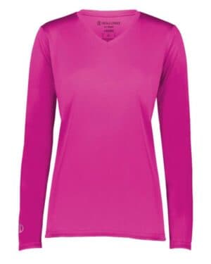 POWER PINK 222824 women's momentum long sleeve v-neck t-shirt
