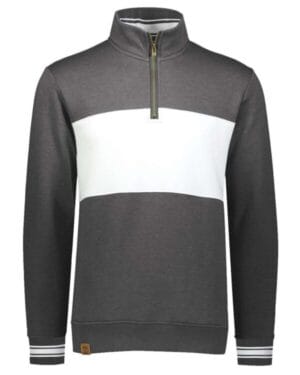CARBON HEATHER/ WHITE 229565 ivy league fleece colorblocked quarter-zip sweatshirt