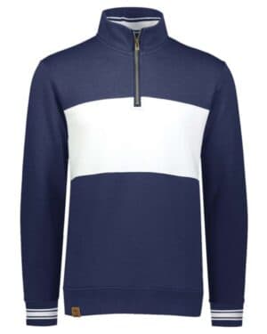 NAVY HEATHER/ WHITE 229565 all-american fleece colorblocked quarter-zip sweatshirt