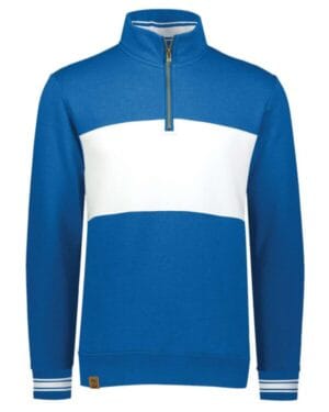 ROYAL HEATHER/ WHITE 229565 ivy league fleece colorblocked quarter-zip sweatshirt