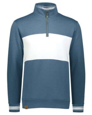 STORM HEATHER/ WHITE 229565 all-american fleece colorblocked quarter-zip sweatshirt
