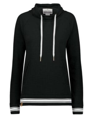 BLACK/ WHITE 229763 women's ivy league fleece funnel neck sweatshirt