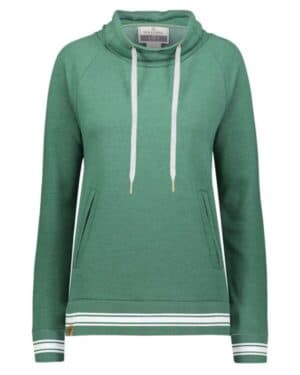 DARK GREEN HEATHER/ WHITE 229763 women's all-american fleece funnel neck sweatshirt