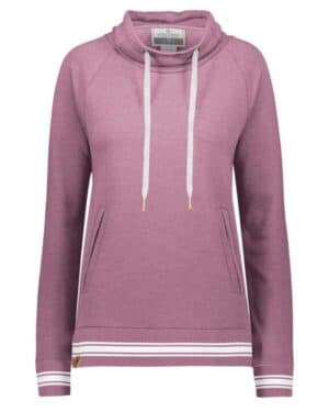 DUSTY ROSE HEATHER/ WHITE 229763 women's all-american fleece funnel neck sweatshirt