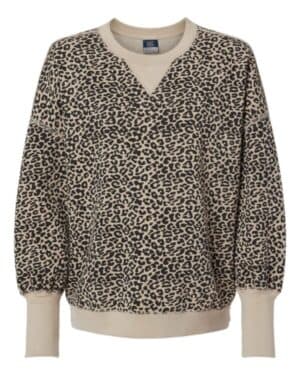 ATMOSPHERE/ BLACK LEOPARD Mv sport W22712 women's sueded fleece crewneck sweatshirt