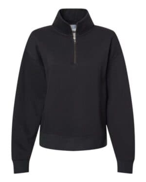 BLACK W22713 women's sueded fleece quarter-zip sweatshirt