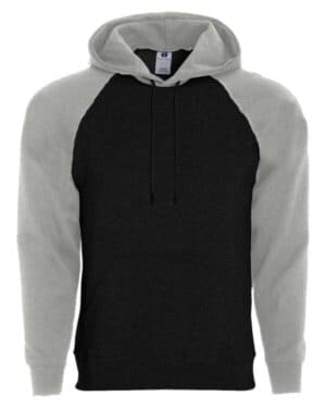BLACK/ ATHLETIC HEATHER Holloway 229179 athletic fleece banner hooded sweatshirt