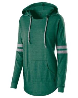 VINTAGE FOREST/ VINTAGE GREY 229390 women's triblend hooded long sleeve t-shirt