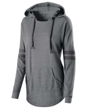 VINTAGE GREY/ VINTAGE BLACK 229390 women's triblend hooded long sleeve t-shirt