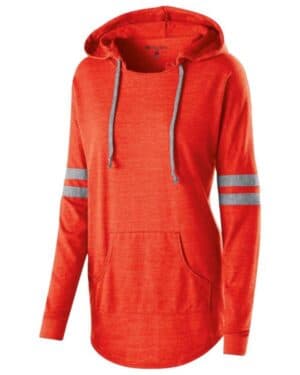VINTAGE ORANGE/ VINTAGE GREY 229390 women's triblend hooded long sleeve t-shirt