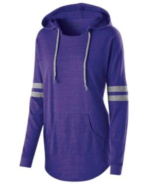 VINTAGE PURPLE/ VINTAGE GREY 229390 women's triblend hooded long sleeve t-shirt