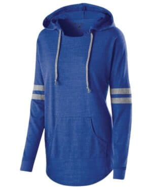 VINTAGE ROYAL/ VINTAGE GREY 229390 women's triblend hooded long sleeve t-shirt