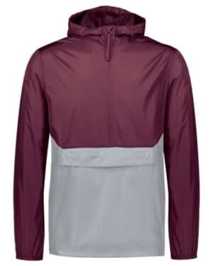 MAROON/ ATHLETIC GREY Holloway 229534 packable quarter-zip jacket
