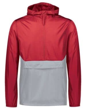 SCARLET/ ATHLETIC GREY Holloway 229534 packable quarter-zip jacket