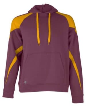 MAROON/ LIGHT GOLD Holloway 229546 athletic fleece prospect hooded sweatshirt
