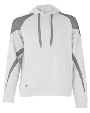 WHITE/ CHARCOAL HEATHER Holloway 229546 athletic fleece prospect hooded sweatshirt