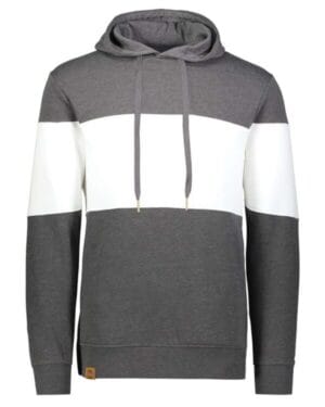 CARBON HEATHER/ WHITE 229563 ivy league fleece colorblocked hooded sweatshirt