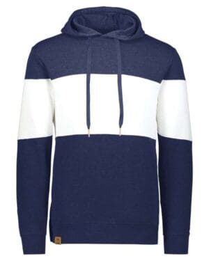NAVY HEATHER/ WHITE 229563 ivy league fleece colorblocked hooded sweatshirt