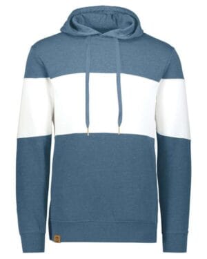 STORM HEATHER/ WHITE 229563 ivy league fleece colorblocked hooded sweatshirt