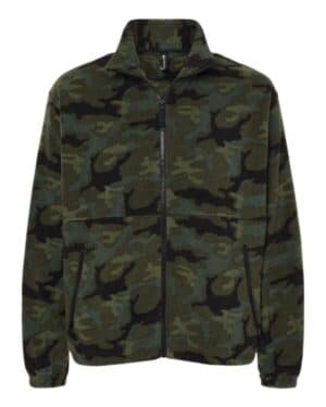 GREEN CAMO Burnside 3062 polar fleece full-zip jacket