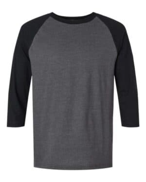 HEATHER CHARCOAL/ BLACK American apparel 2003CVC cvc three-quarter sleeve tee