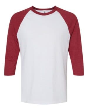 WHITE/ HEATHER CARDINAL American apparel 2003CVC cvc three-quarter sleeve tee