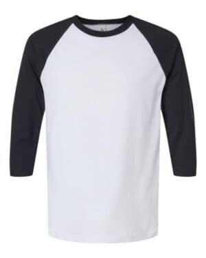 WHITE/ BLACK American apparel 2003CVC cvc three-quarter sleeve tee