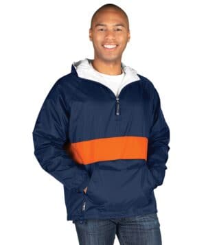 NAVY/ORANGE Charles river 9908CR classic striped pullover