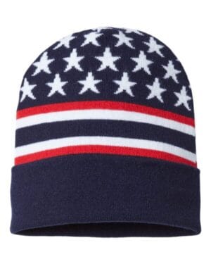 NAVY FLAG Cap america RK12 usa-made patriotic cuffed beanie