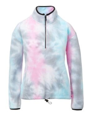 PASTEL TIE DYE W21138 women's aurora polar fleece quarter-zip pullover