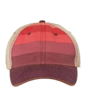 RED STRIPE/ KHAKI Legacy OFA old favorite trucker cap