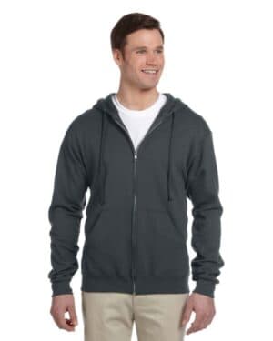 BLACK HEATHER 993 adult nublend fleece full-zip hooded sweatshirt