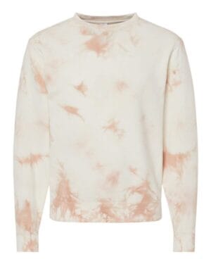 TIE DYE DUSTY PINK Independent trading co PRM3500TD unisex midweight tie-dyed sweatshirt
