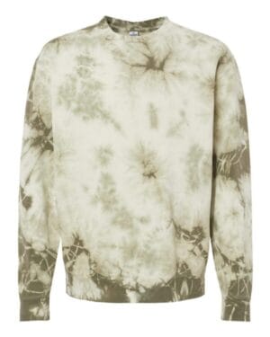 TIE DYE OLIVE Independent trading co PRM3500TD unisex midweight tie-dyed sweatshirt
