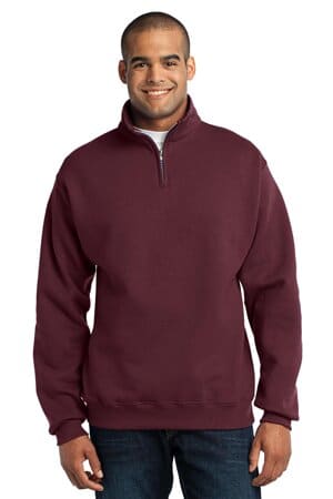 MAROON 995M jerzees-nublend 1/4-zip cadet collar sweatshirt