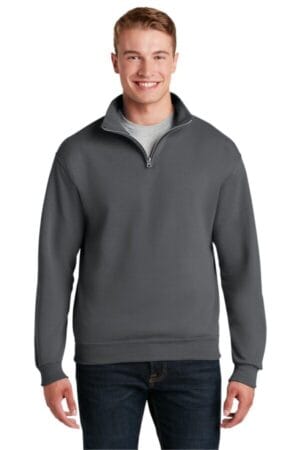 CHARCOAL GREY 995M jerzees-nublend 1/4-zip cadet collar sweatshirt
