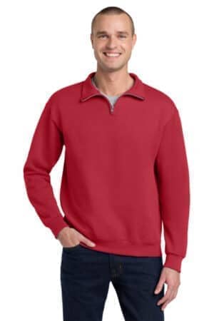 TRUE RED 995M jerzees-nublend 1/4-zip cadet collar sweatshirt
