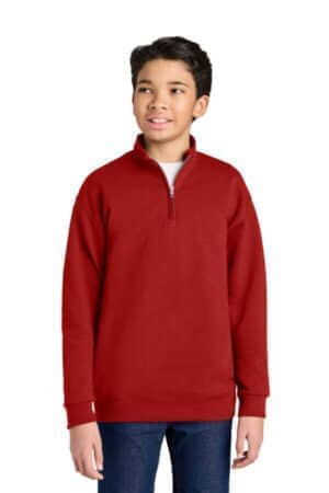 TRUE RED 995Y jerzees youth nublend 1/4-zip cadet collar sweatshirt