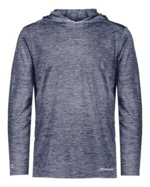NAVY HEATHER Holloway 222689 youth electrify coolcore hooded pullover