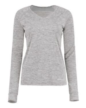 ATHLETIC GREY HEATHER 222770 women's electrify coolcore long sleeve v-neck t-shirt